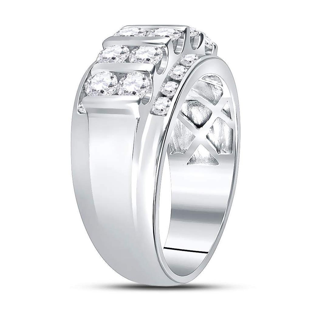 14k White Gold Round Diamond Wedding Channel Set Band Ring 2 Cttw