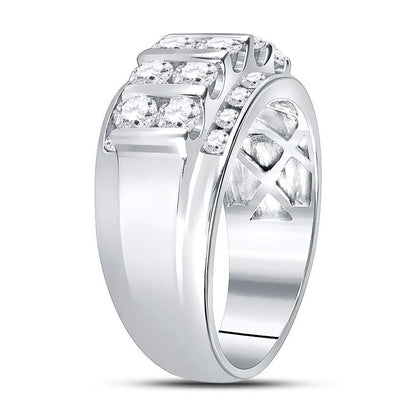 14k White Gold Round Diamond Wedding Channel Set Band Ring 2 Cttw