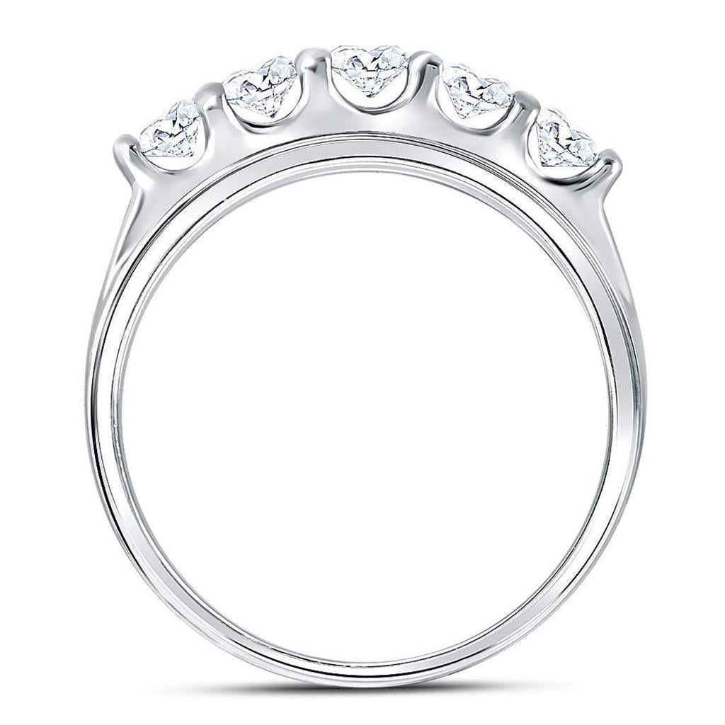 14k White Gold Round Diamond Wedding Channel Set Band Ring 2 Cttw