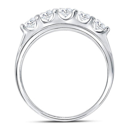 14k White Gold Round Diamond Wedding Channel Set Band Ring 2 Cttw