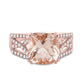 14k Rose Gold Cushion Morganite Diamond Solitaire Ring 4 Cttw