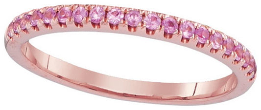14k Rose Gold Round Pink Sapphire Band Ring 1/4 Cttw