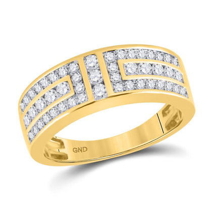 14k Yellow Gold Round Diamond Symmetrical Wedding Band Ring 1 Cttw