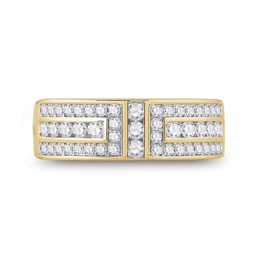 14k Yellow Gold Round Diamond Symmetrical Wedding Band Ring 1 Cttw