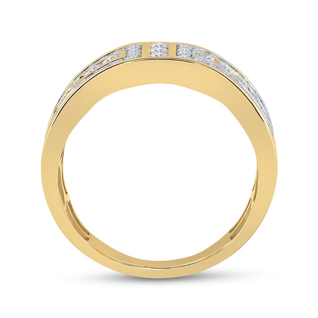 14k Yellow Gold Round Diamond Symmetrical Wedding Band Ring 1 Cttw