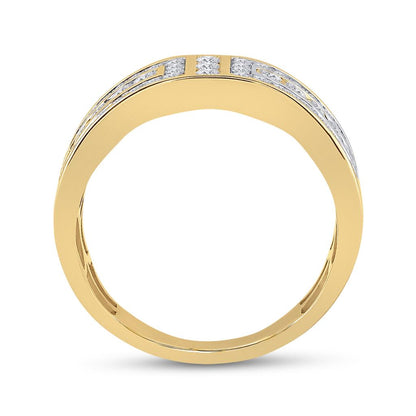 14k Yellow Gold Round Diamond Symmetrical Wedding Band Ring 1 Cttw