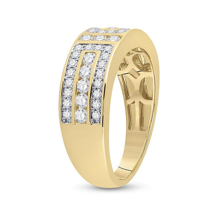 14k Yellow Gold Round Diamond Symmetrical Wedding Band Ring 1 Cttw
