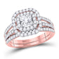 14k Rose Gold Princess Diamond Bridal Wedding Ring Set 1-1/2 Cttw (Certified)