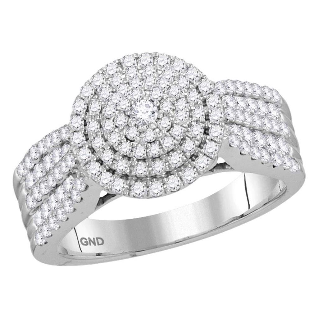 14k White Gold Round Diamond Halo Bridal Engagement Ring 1 Cttw