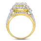 14k Yellow Gold Round Diamond Cluster Bridal Engagement Ring 3 Cttw