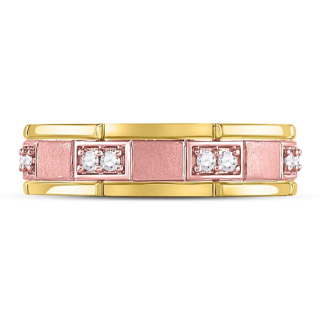 14k Two-tone Rose Gold Round Diamond Wedding Band Ring 1/5 Cttw