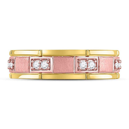 14k Two-tone Rose Gold Round Diamond Wedding Band Ring 1/5 Cttw