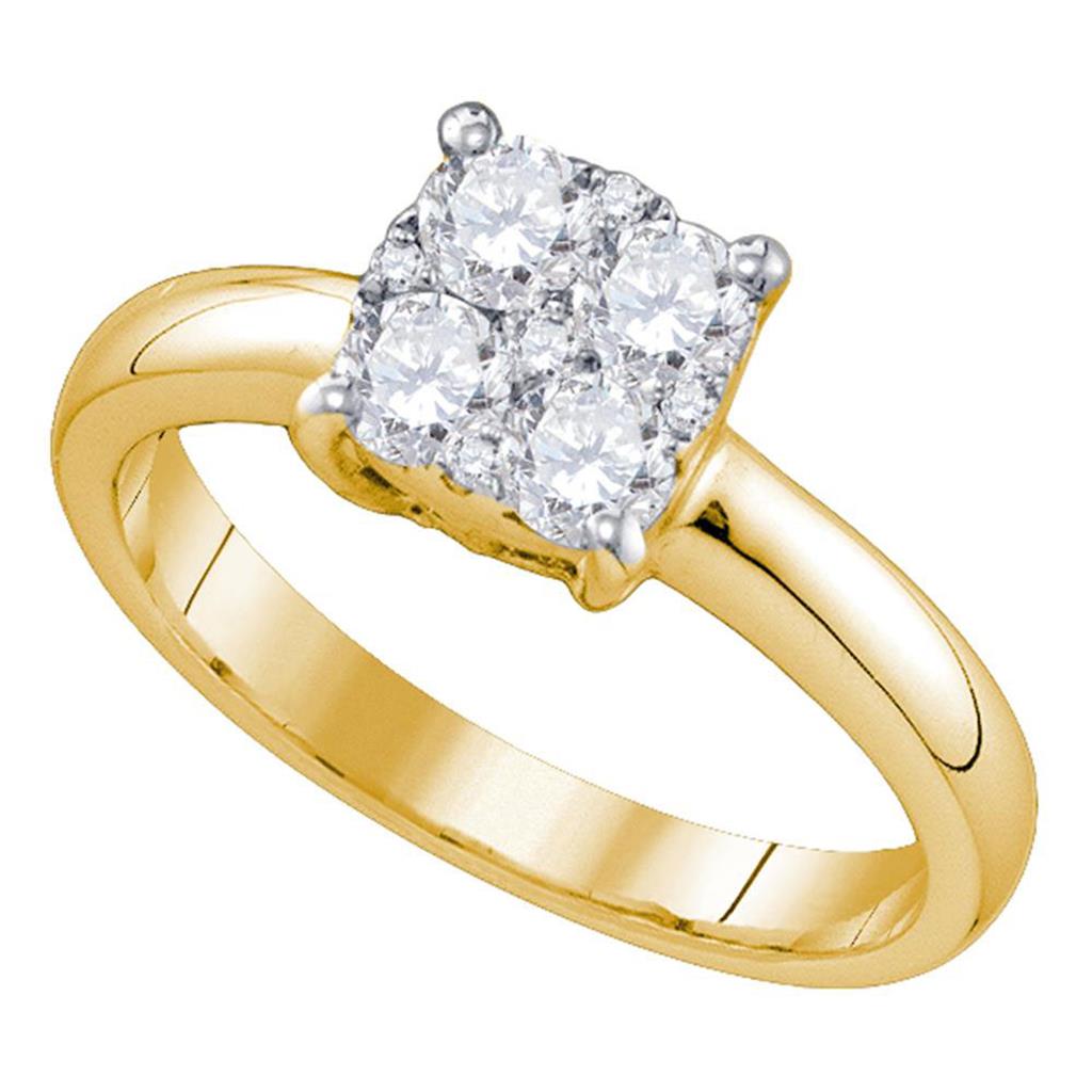 18k Yellow Gold Round Diamond Cluster Ring 1/2 Cttw