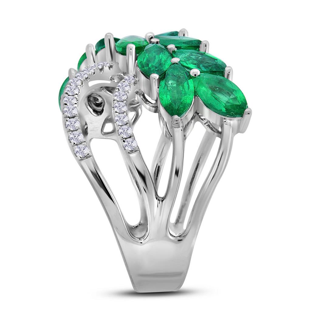 18k White Gold Marquise Emerald Fashion Ring 2-1/2 Cttw