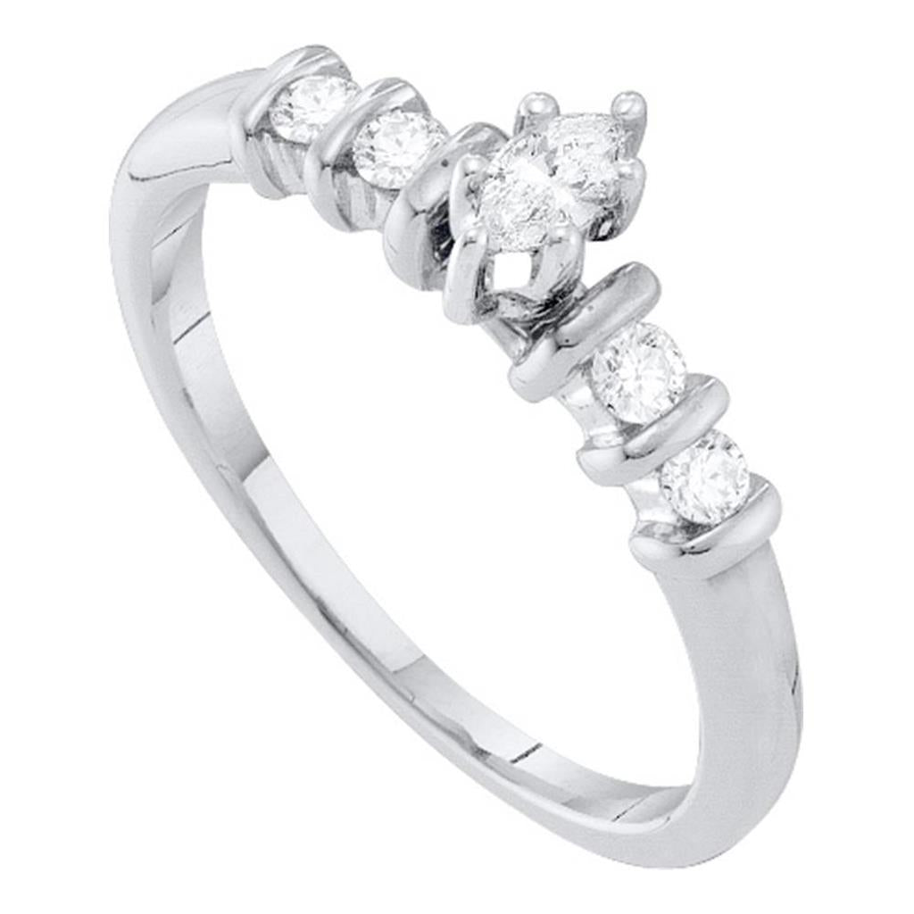 14k White Gold Marquise Diamond Solitaire Bridal Engagement Ring 1/4 Cttw