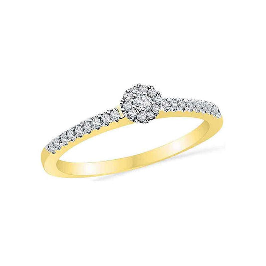 10k Yellow Gold Round Diamond Solitaire Promise Ring 1/8 Cttw