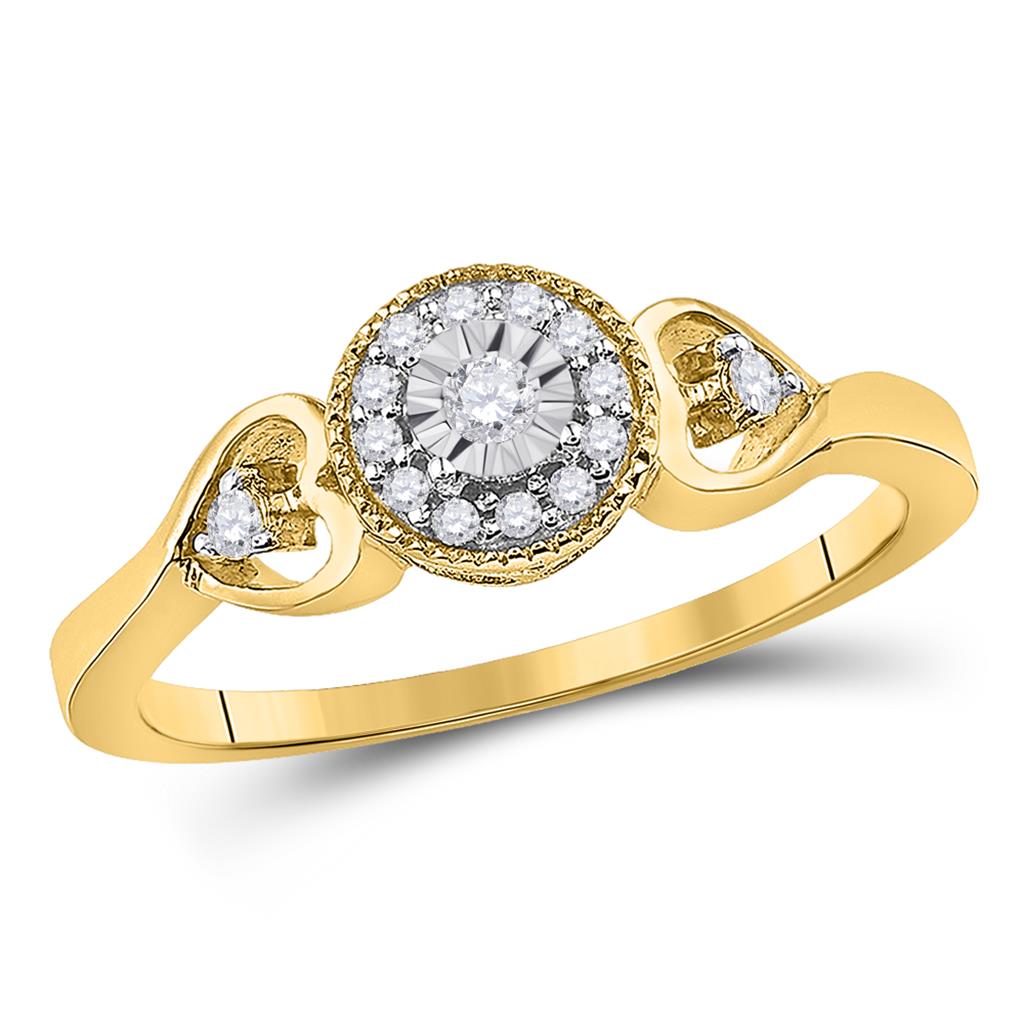 10k Yellow Gold Round Diamond Solitaire Bridal Engagement Ring 1/8 Cttw