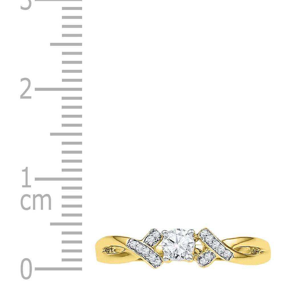 10k Yellow Gold Round Diamond Solitaire Twist Bridal Engagement Ring 1/3 Cttw
