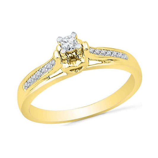 10k Yellow Gold Round Diamond Solitaire Promise Ring 1/6 Cttw