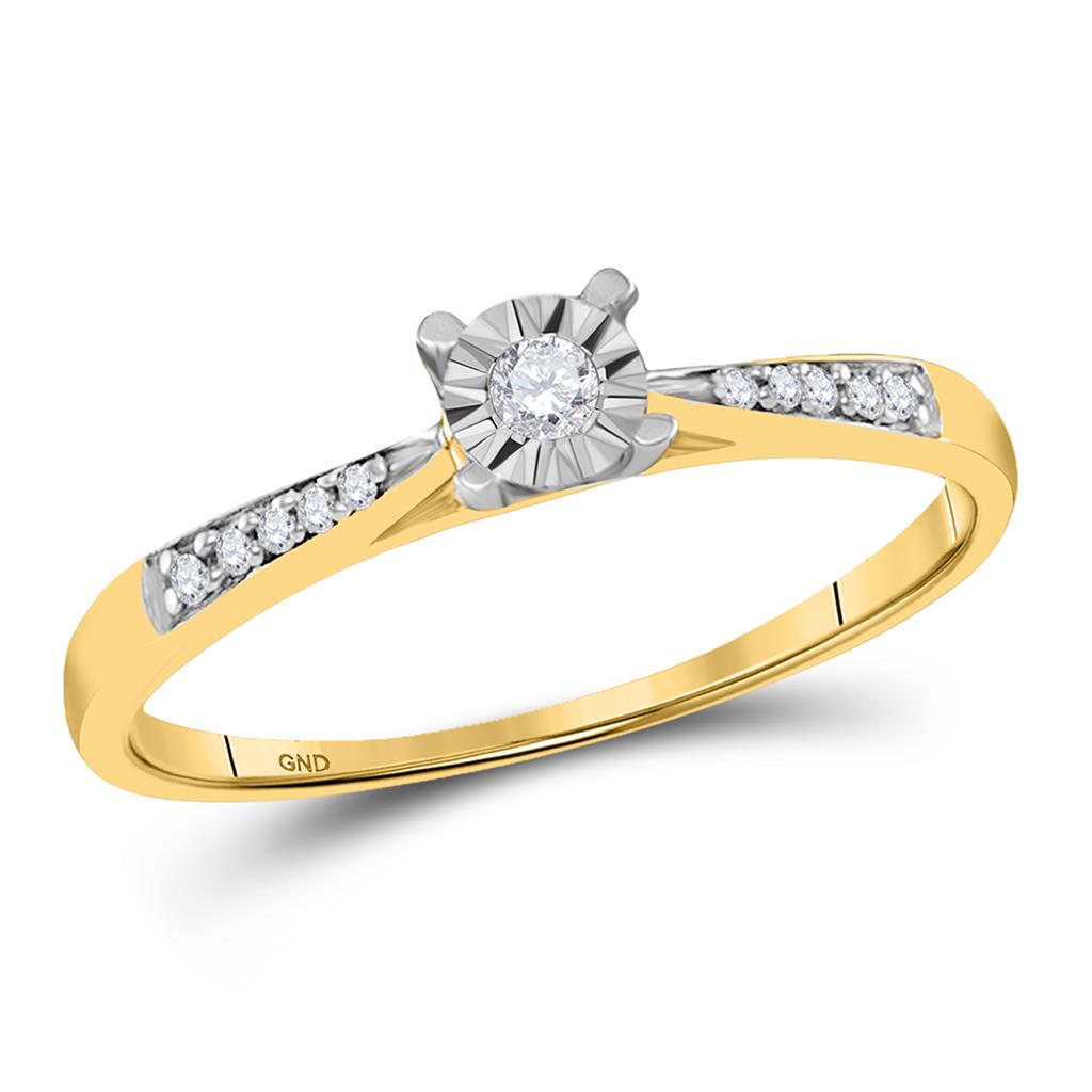10k Yellow Gold Round Diamond Solitaire Bridal Engagement Ring 1/10 Cttw