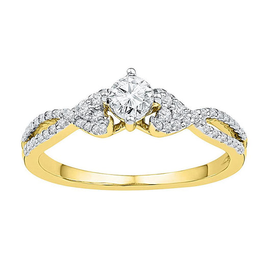 10k Yellow Gold Round Diamond Solitaire Promise Ring 1/4 Cttw