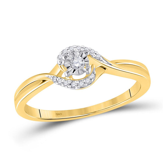 10kt Yellow Gold Round Diamond Solitaire Promise Ring 1/10 Cttw