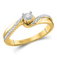 10k Yellow Gold Round Diamond Solitaire Bridal Engagement Ring 1/8 Cttw