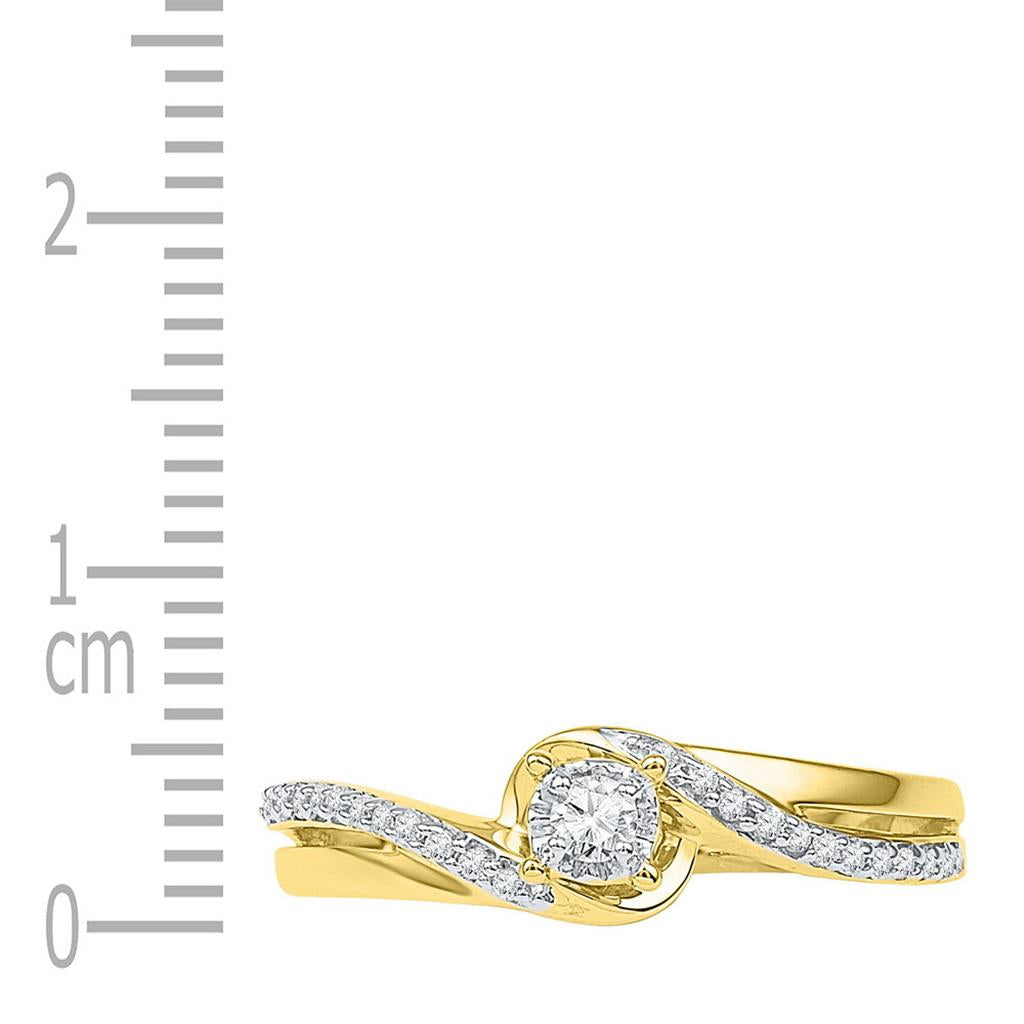 10k Yellow Gold Round Diamond Solitaire Bridal Engagement Ring 1/8 Cttw