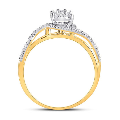 10k Yellow Gold Round Diamond Solitaire Swirl Bridal Engagement Ring 1/5 Cttw