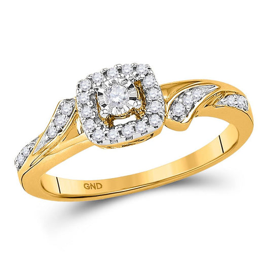10k Yellow Gold Round Diamond Solitaire Promise Ring 1/6 Cttw