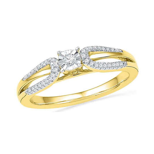 10k Yellow Gold Round Diamond Solitaire Open-shank Engagement Ring 1/6 Cttw