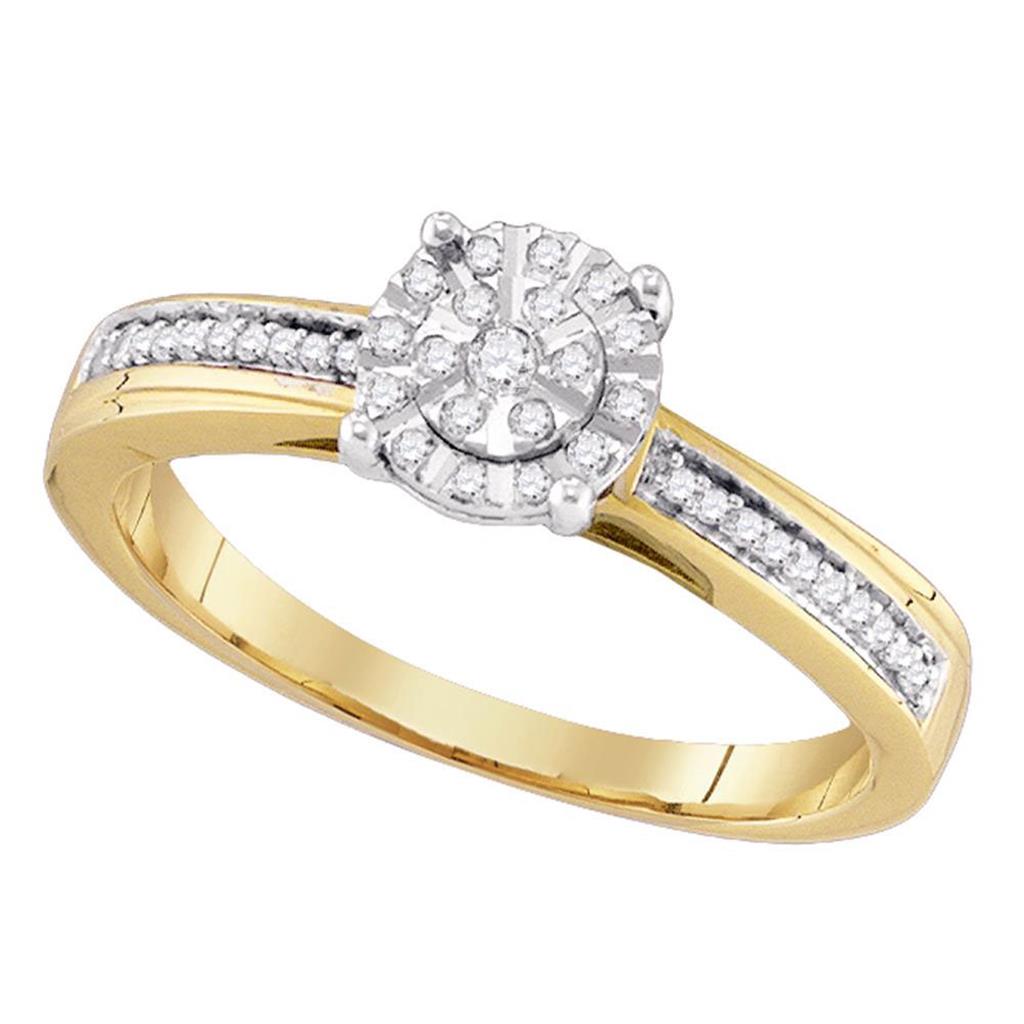 10k Yellow Gold Round Cluster Diamond Bridal Engagement Ring 1/6 Cttw