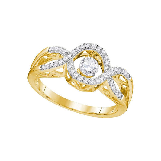 10k Yellow Gold Round Diamond Twinkle Solitaire Moving Ring 1/4 Cttw