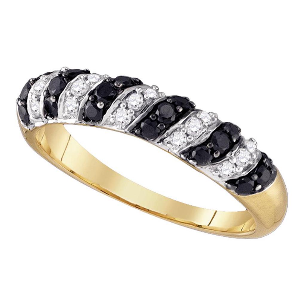 10k Yellow Gold Round Black Diamond Band Ring 1/2 Cttw