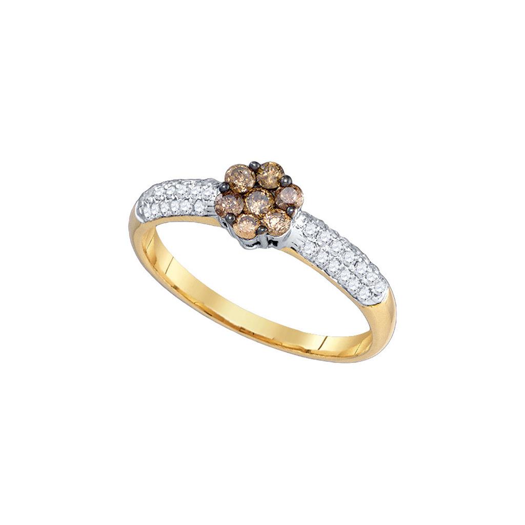 1/2CT-Diamond BROWN FLOWER RING