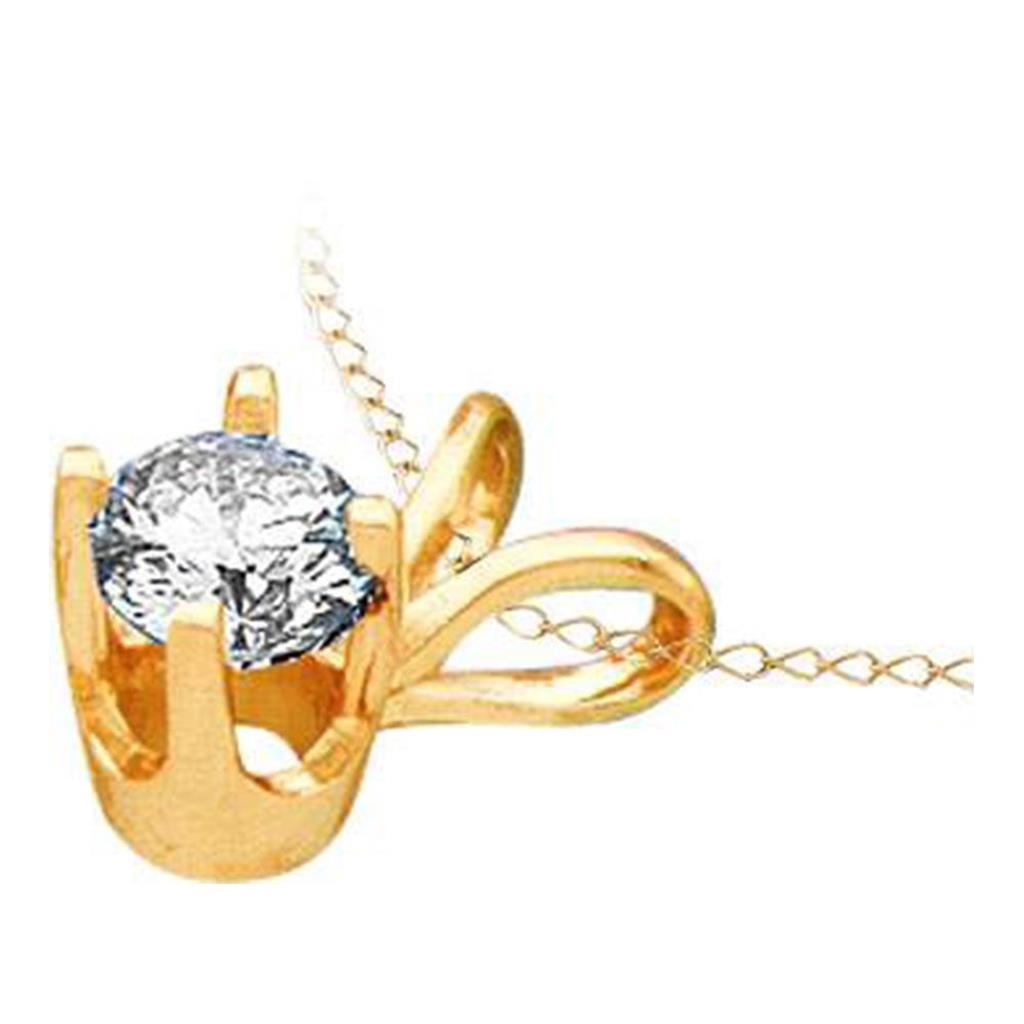 14k Yellow Gold Round Diamond Solitaire Pendant 1/4 Cttw (Certified)