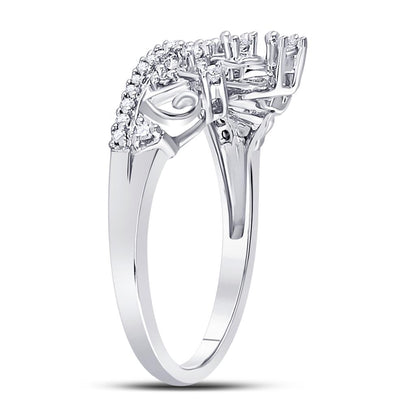14k White Gold Round Diamond Crown Tiara Band Ring 1/5 Cttw