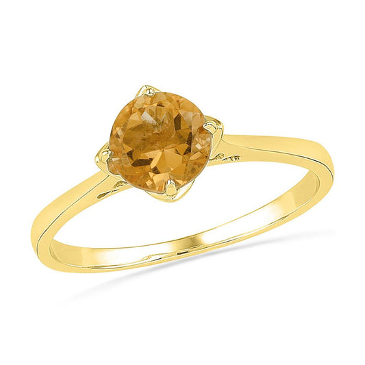 10k Yellow Gold Round Created Citrine Solitaire Ring 3/4 Cttw