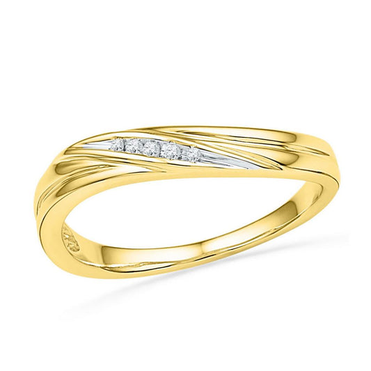 10k Yellow Gold Round Diamond Contoured Band Ring .02 Cttw