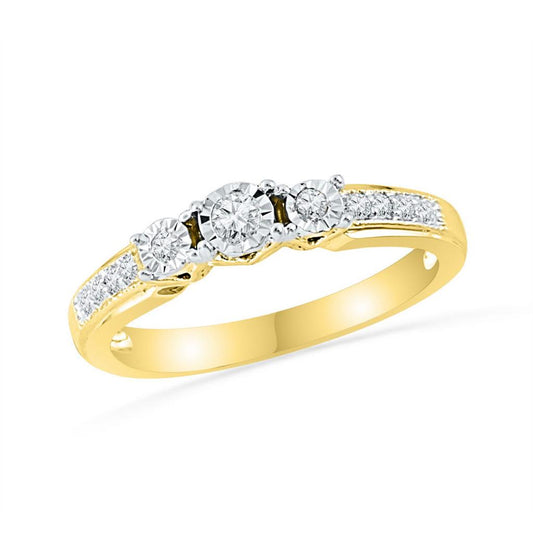10k Yellow Gold Diamond Bridal Wedding Engagement Anniversary Ring 1/5 Cttw
