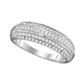 10k White Gold Round Diamond Fashion Band Ring 1/2 Cttw