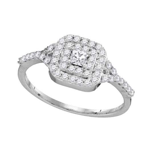 14k White Gold Princess Diamond Bridal Engagement Ring 1/2 Cttw