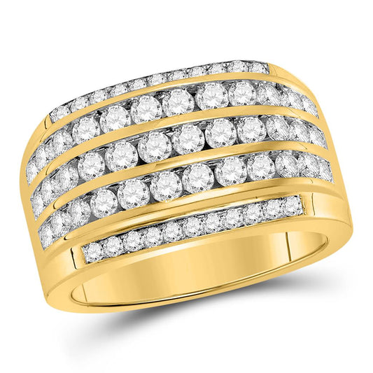 14kt Yellow Gold Round Diamond Five Row Striped Band Ring 2-1/3 Cttw