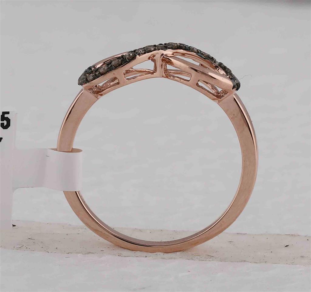 10k Rose Gold Round Brown Diamond Infinity Ring 1/5 Cttw