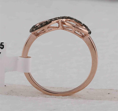 10k Rose Gold Round Brown Diamond Infinity Ring 1/5 Cttw