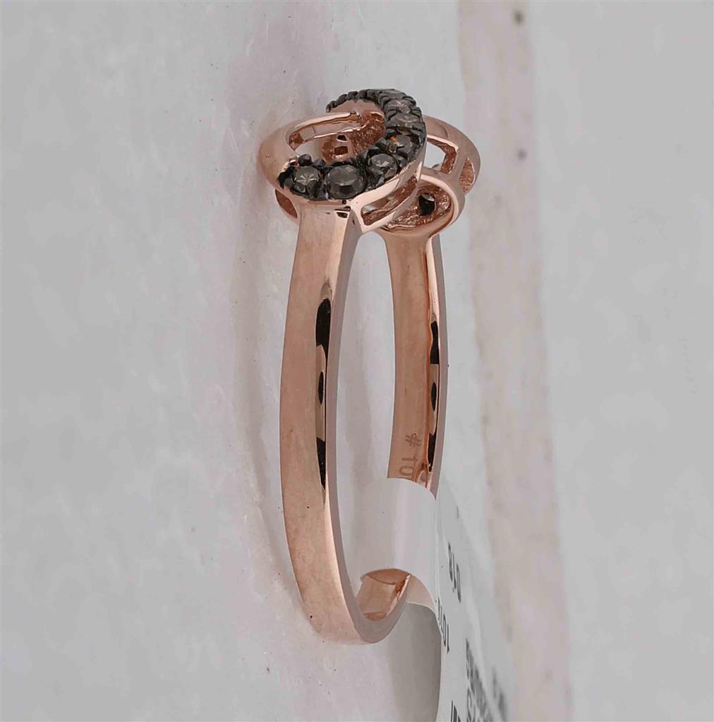 10k Rose Gold Round Brown Diamond Infinity Ring 1/5 Cttw