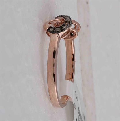 10k Rose Gold Round Brown Diamond Infinity Ring 1/5 Cttw