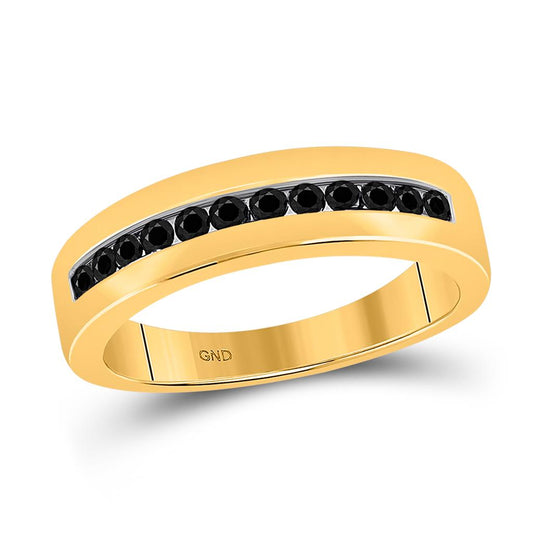 10k Yellow Gold Black Diamond Wedding Band Ring 1/2 Cttw