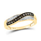 10k Yellow Gold Round Brown Diamond Crossover Band Ring 1/4 Cttw Size 10