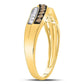 10k Yellow Gold Round Brown Diamond Band Ring 1/4 Cttw